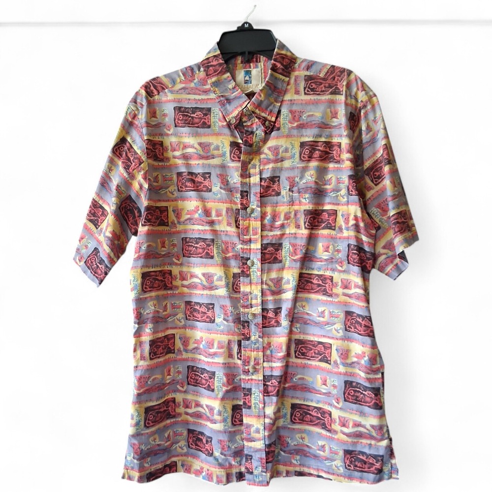 Vintage Kahala Shirt Mens M Hawaiian Surf AOP‎ Aloha Vacation 90s Fish Retro